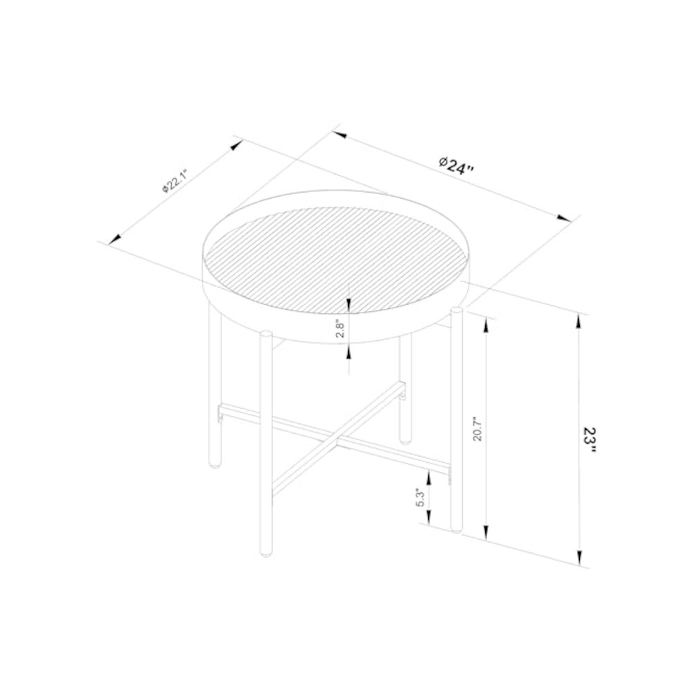 Ozella 2-piece Round Coffee and End Table Set Sandy Black. Picture 10