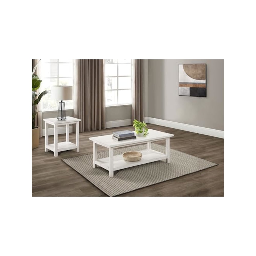 Payne 2-piece Coffee and End Table Set Distressed White. Picture 2