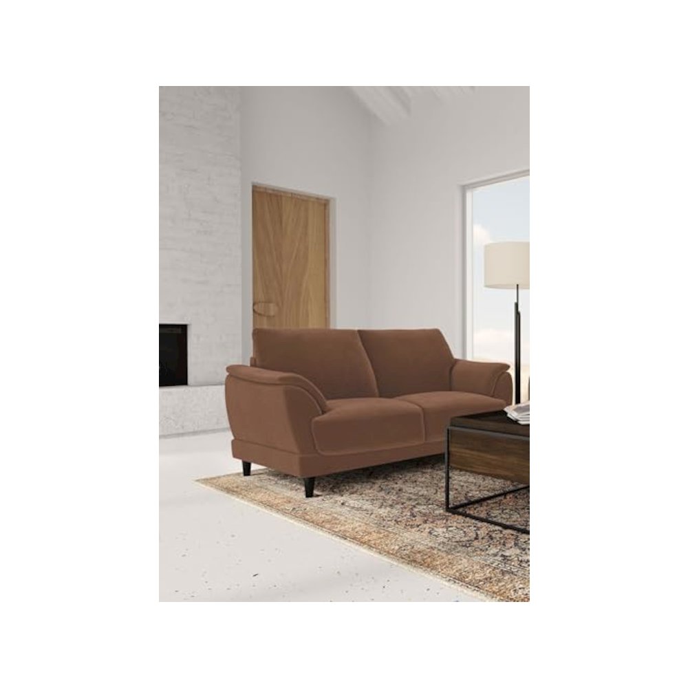 Selma Velvet Upholstered Crescent Arm Loveseat Rust. Picture 2