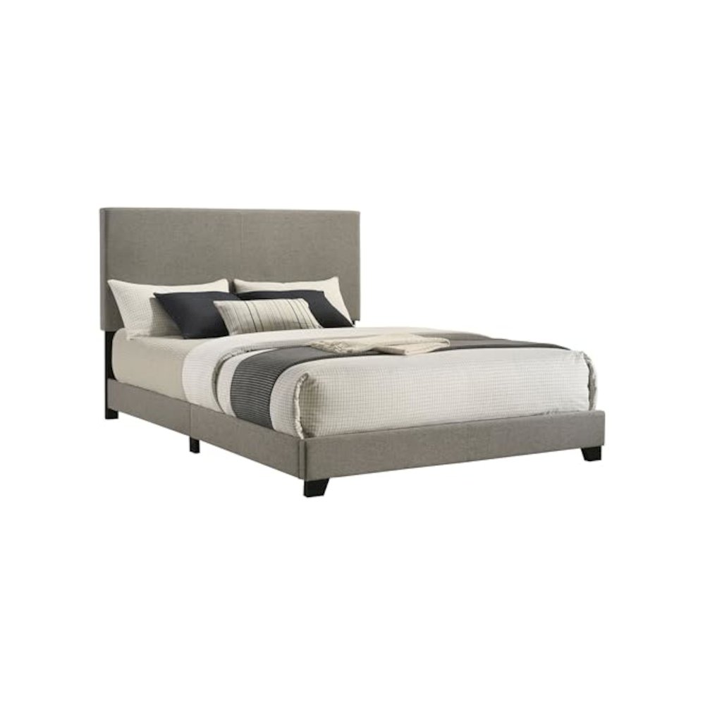 Dorian Fabric Upholstered Queen Panel Bed Taupe. Picture 1