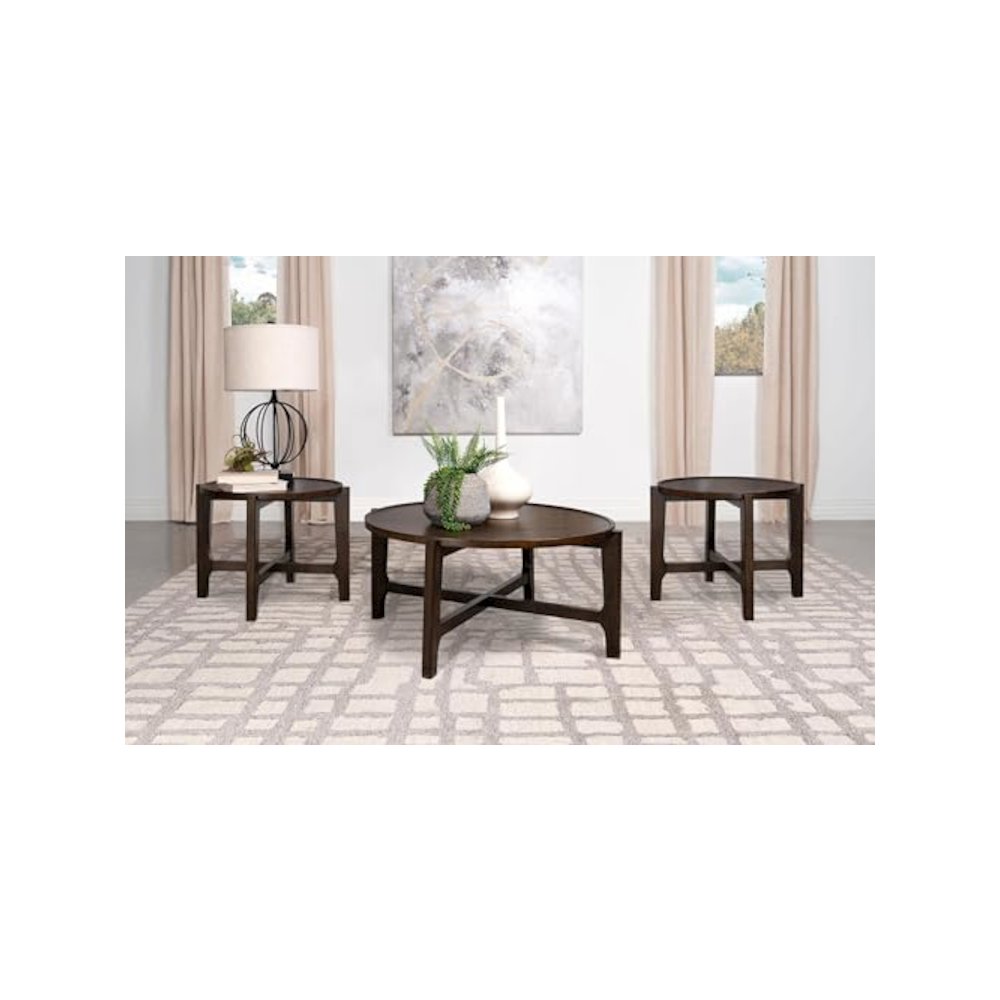 Cota 3-piece Solid Wood Coffee and End Table Set Dark Brown. Picture 2