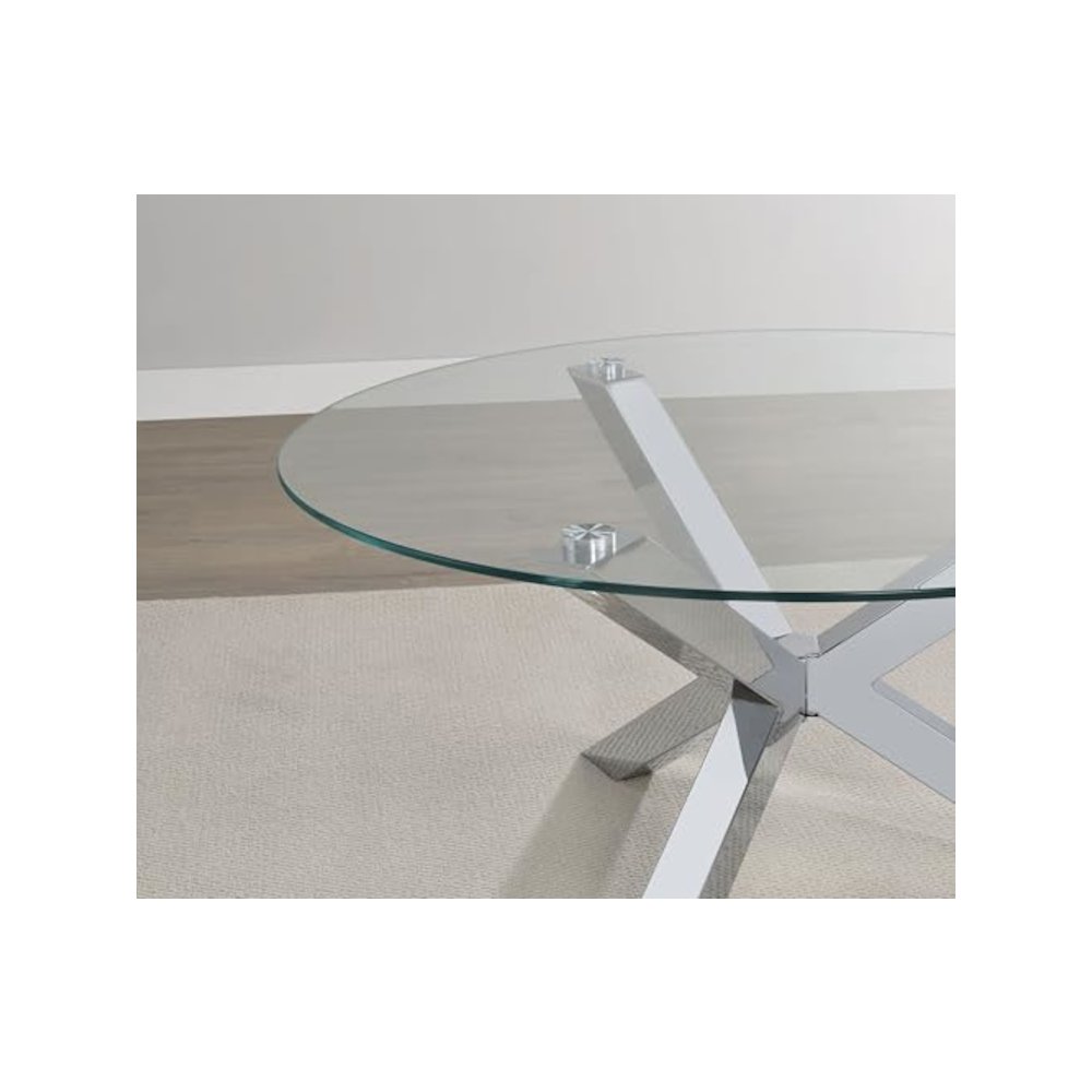 Kenzie 2-piece Round Coffee and End Table Set Chrome. Picture 10