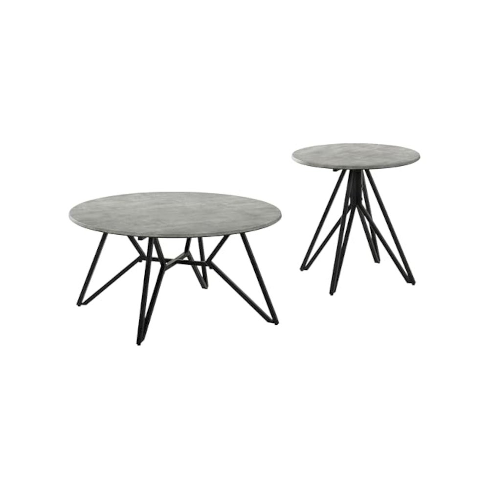 Hadi 2-piece Round SmartTop Coffee and End Table Set Cement. Picture 1