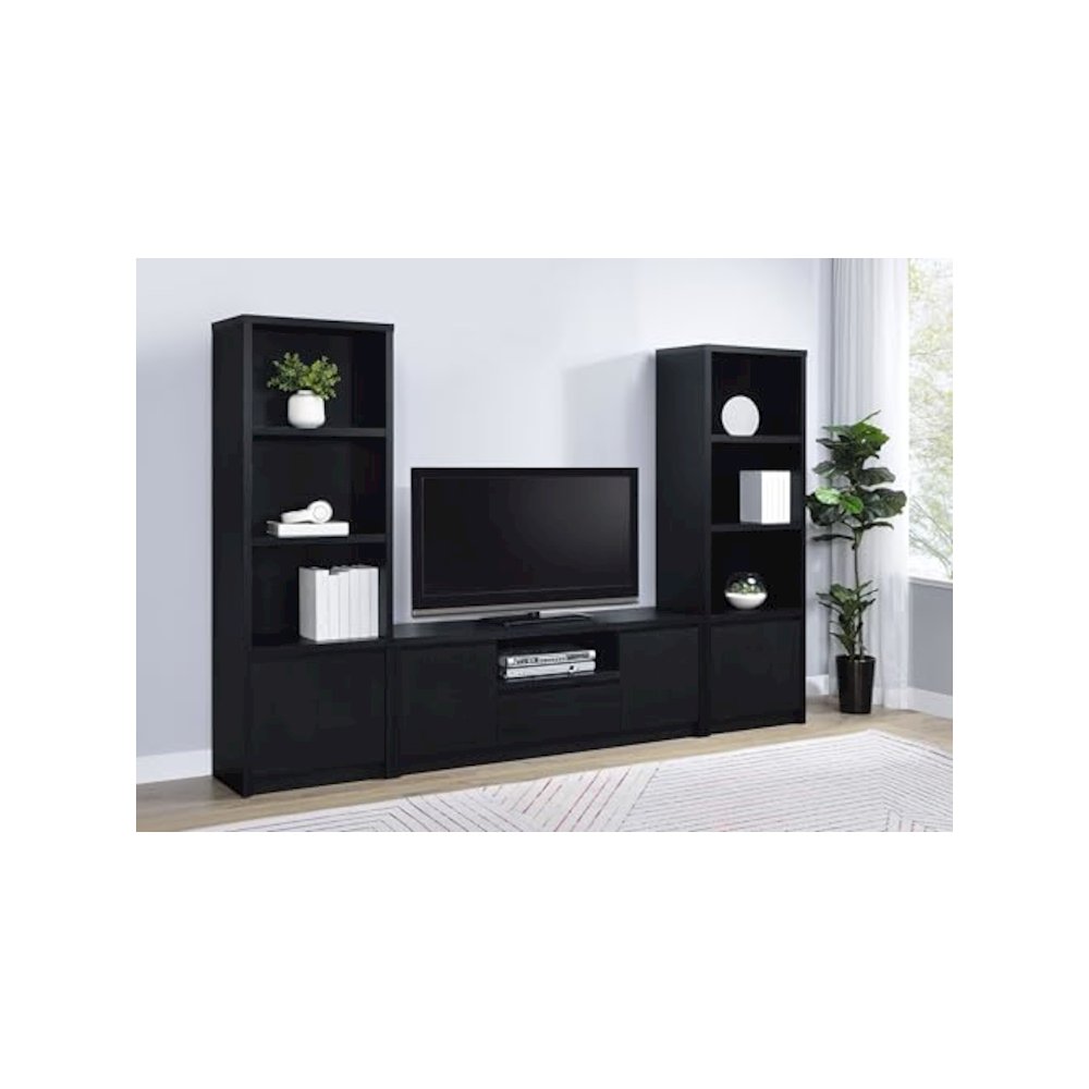 Winfield 3-piece Entertainment Center 60-inch TV Stand Black. Picture 2
