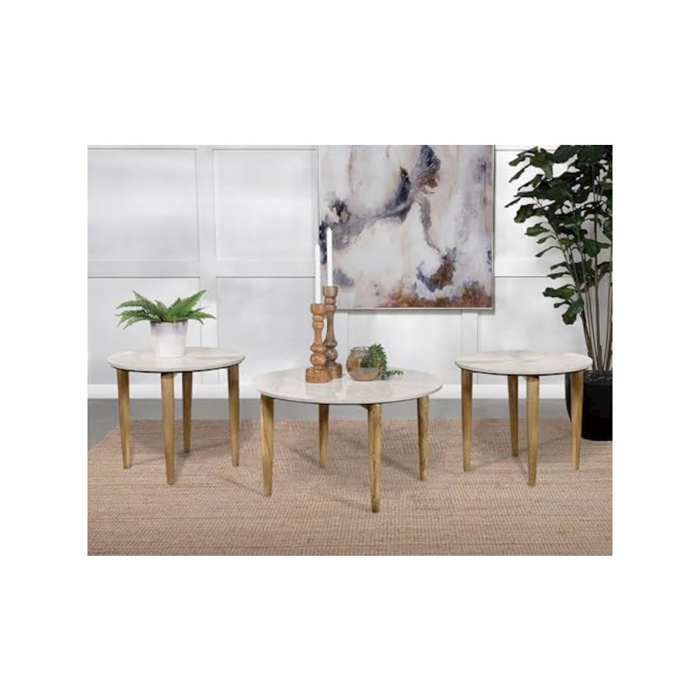 Aldis 3-piece Coffee and End Table Set White. Picture 2