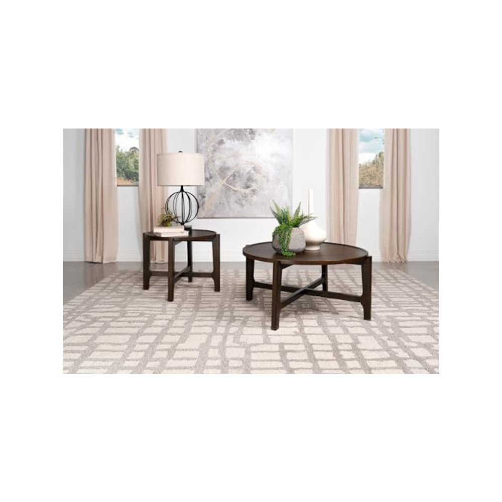 Cota 2-piece Solid Wood Coffee and End Table Set Dark Brown. Picture 2