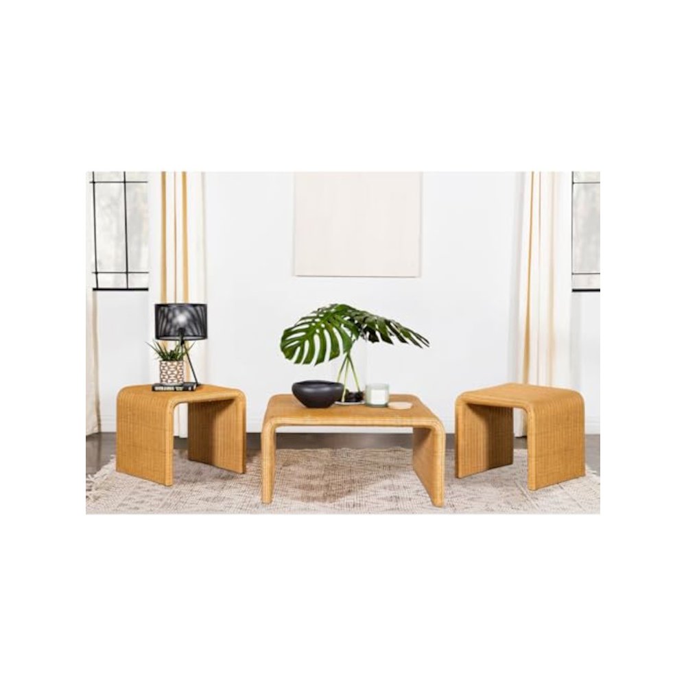 Juanita 3-piece Rattan Coffee and End Table Set Natural. Picture 2