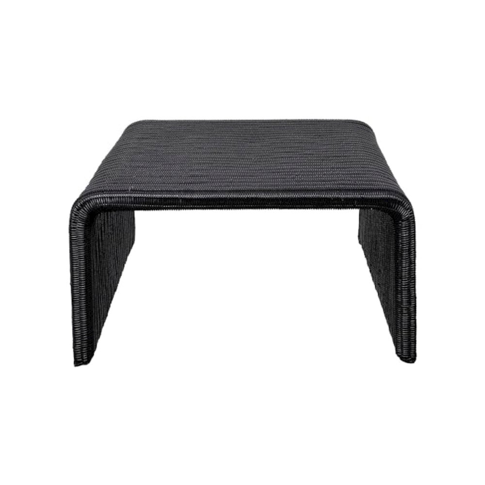 Cahya 2-piece Rattan Coffee and End Table Set Black. Picture 7