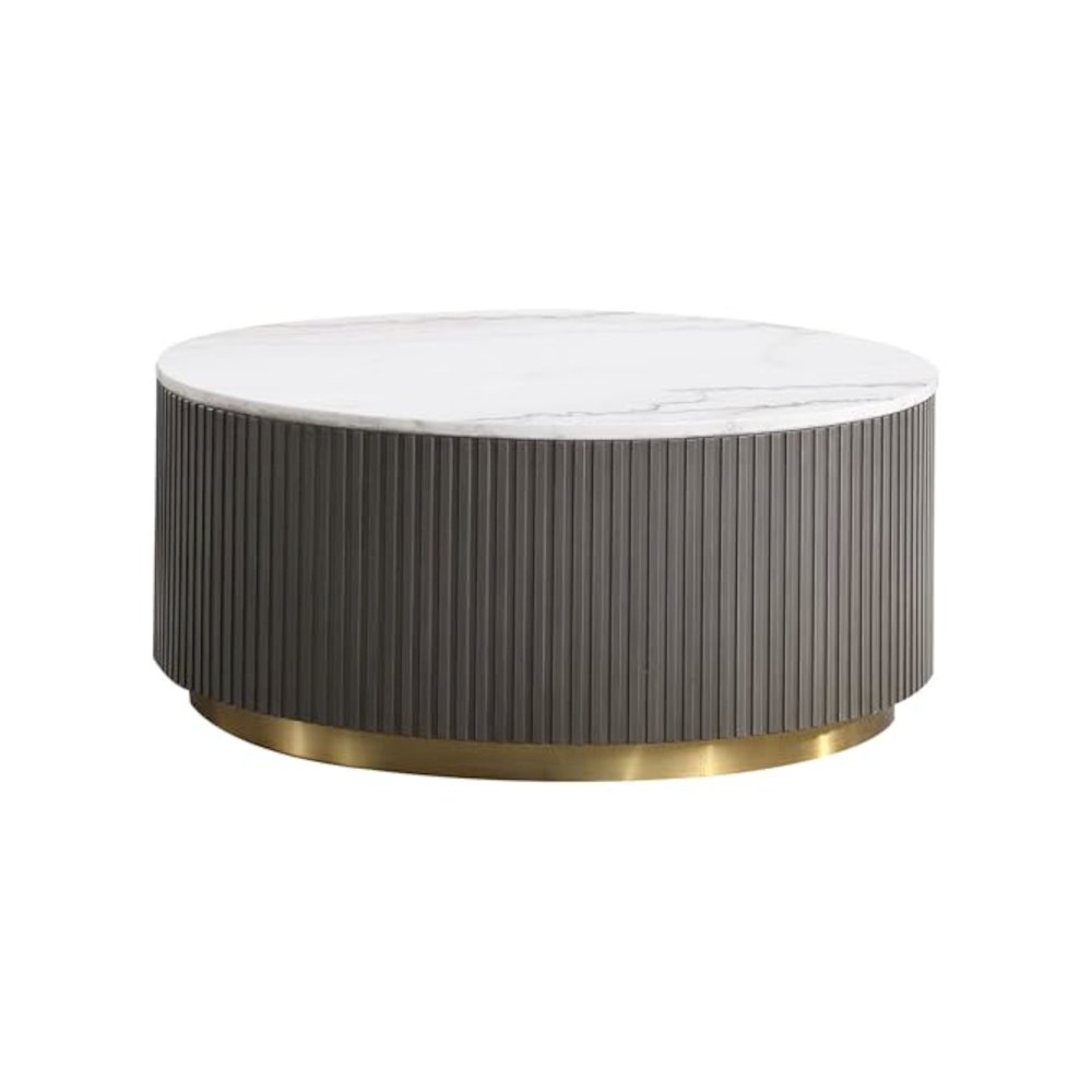 Jason 3-piece Round Marble Coffee and End Table Set White. Picture 3