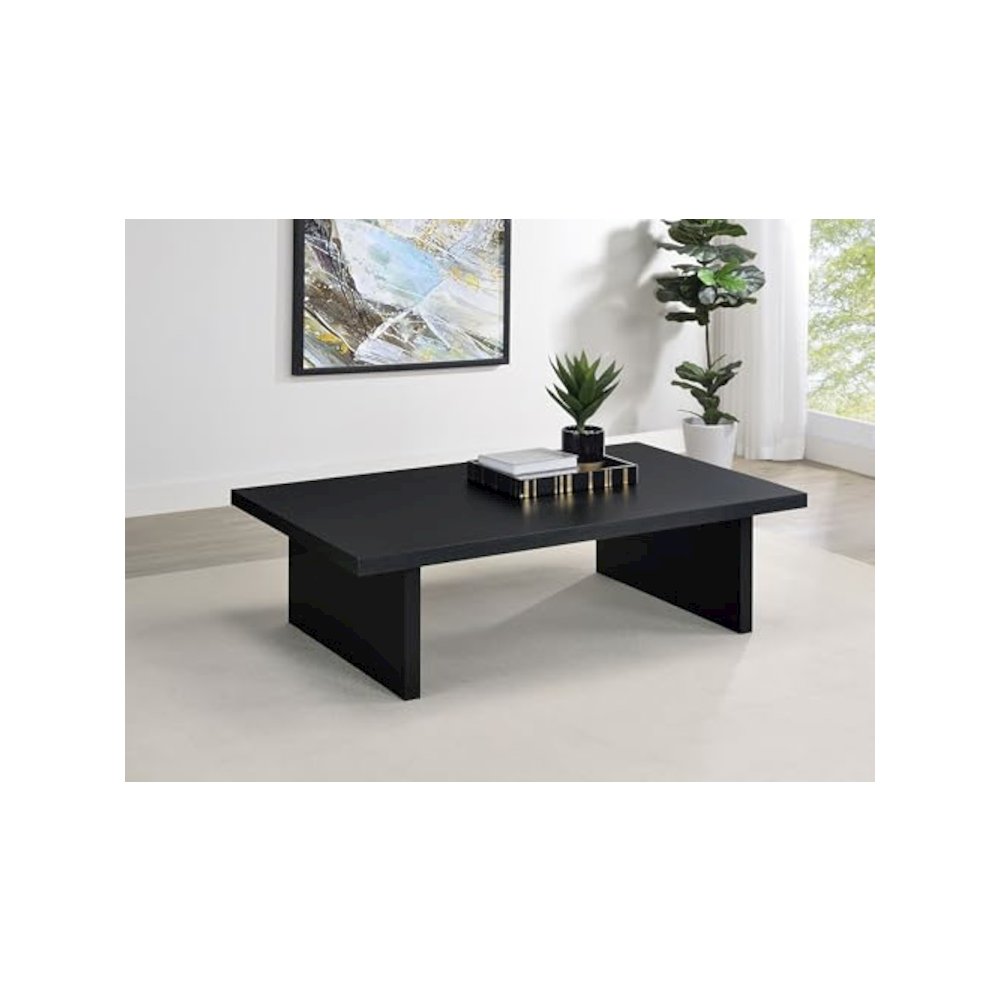 Max Rectangular Engineered Laminate Coffee Table Black. Picture 2
