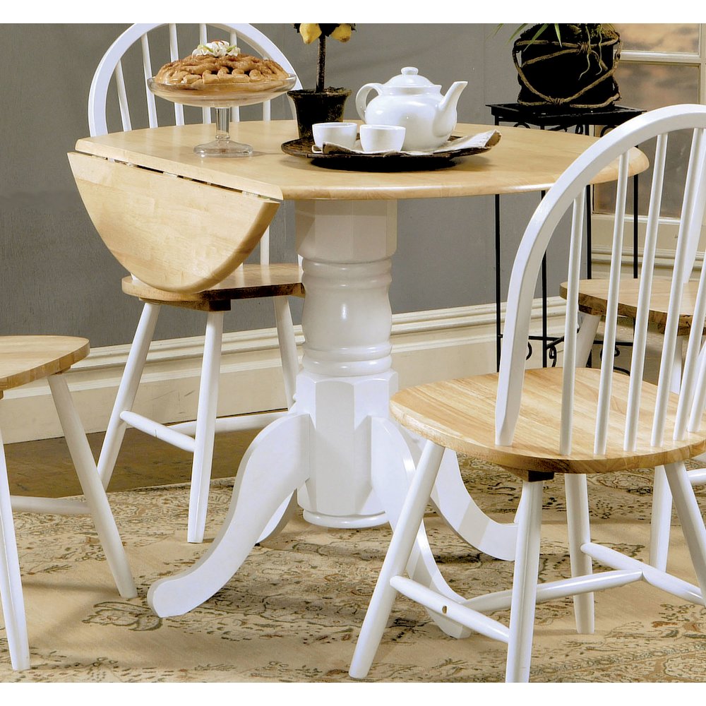 Allison Round 40-inch Drop Leaf Extension Dining Table White. Picture 12