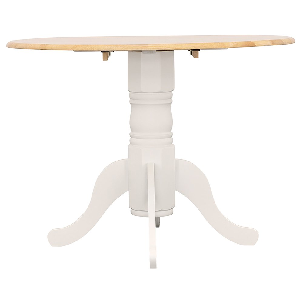 Allison Round 40-inch Drop Leaf Extension Dining Table White. Picture 4