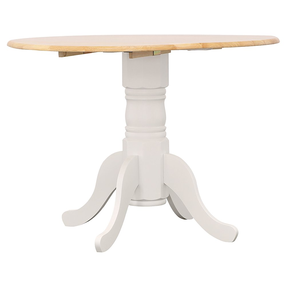 Allison Round 40-inch Drop Leaf Extension Dining Table White. Picture 6