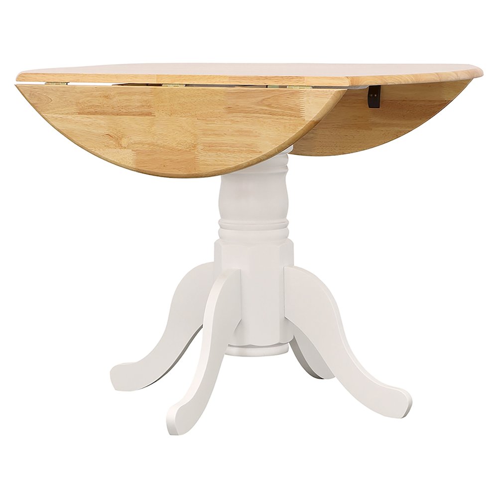Allison Round 40-inch Drop Leaf Extension Dining Table White. Picture 7