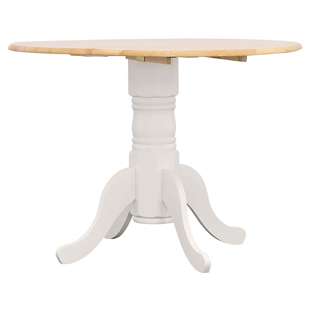 Allison 5-piece Round Drop Leaf Dining Table Set White. Picture 3