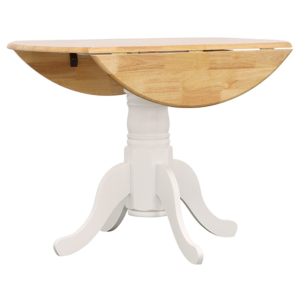 Allison 5-piece Round Drop Leaf Dining Table Set White. Picture 4