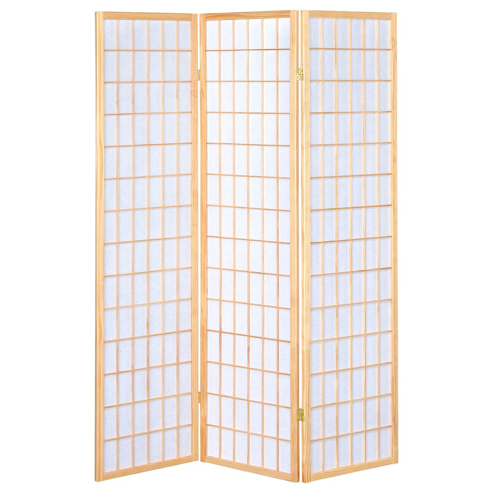Carrie 3-Panel Room Divider Folding Shoji Screen Natural. Picture 3