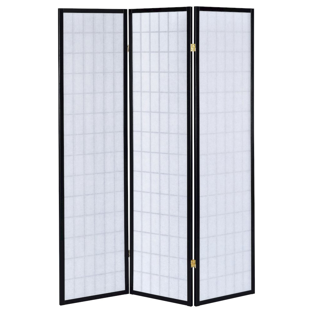 Carrie 3-Panel Room Divider Folding Shoji Screen Black. Picture 5