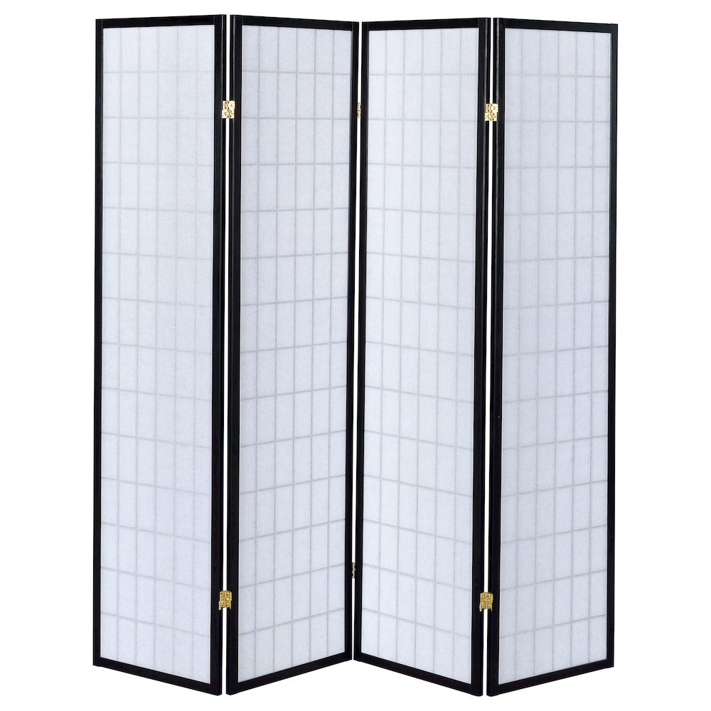 Roberto 4-Panel Room Divider Folding Shoji Screen Black. Picture 1