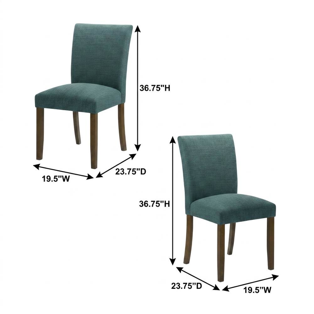 Polyester Upholstered Dining Side Chair, Teal Blue, Set of 2. Picture 5