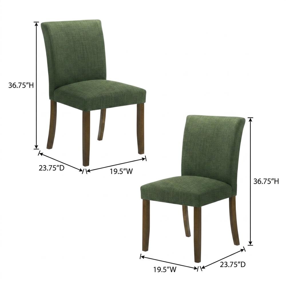 Polyester Upholstered Dining Side Chairs with Wood Legs, Green, Set of 2. Picture 5