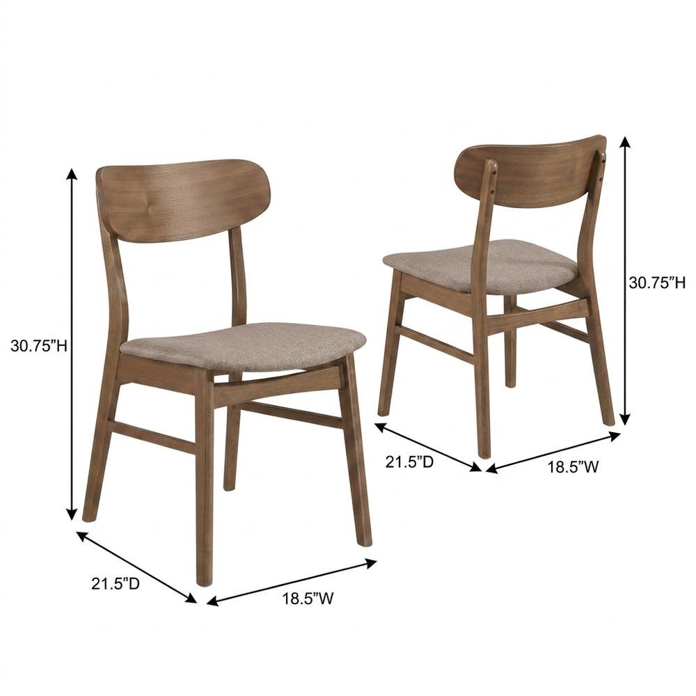 Mid-Century Modern Upholstered Wood Dining Side Chair, Walnut, Set of 2. Picture 5