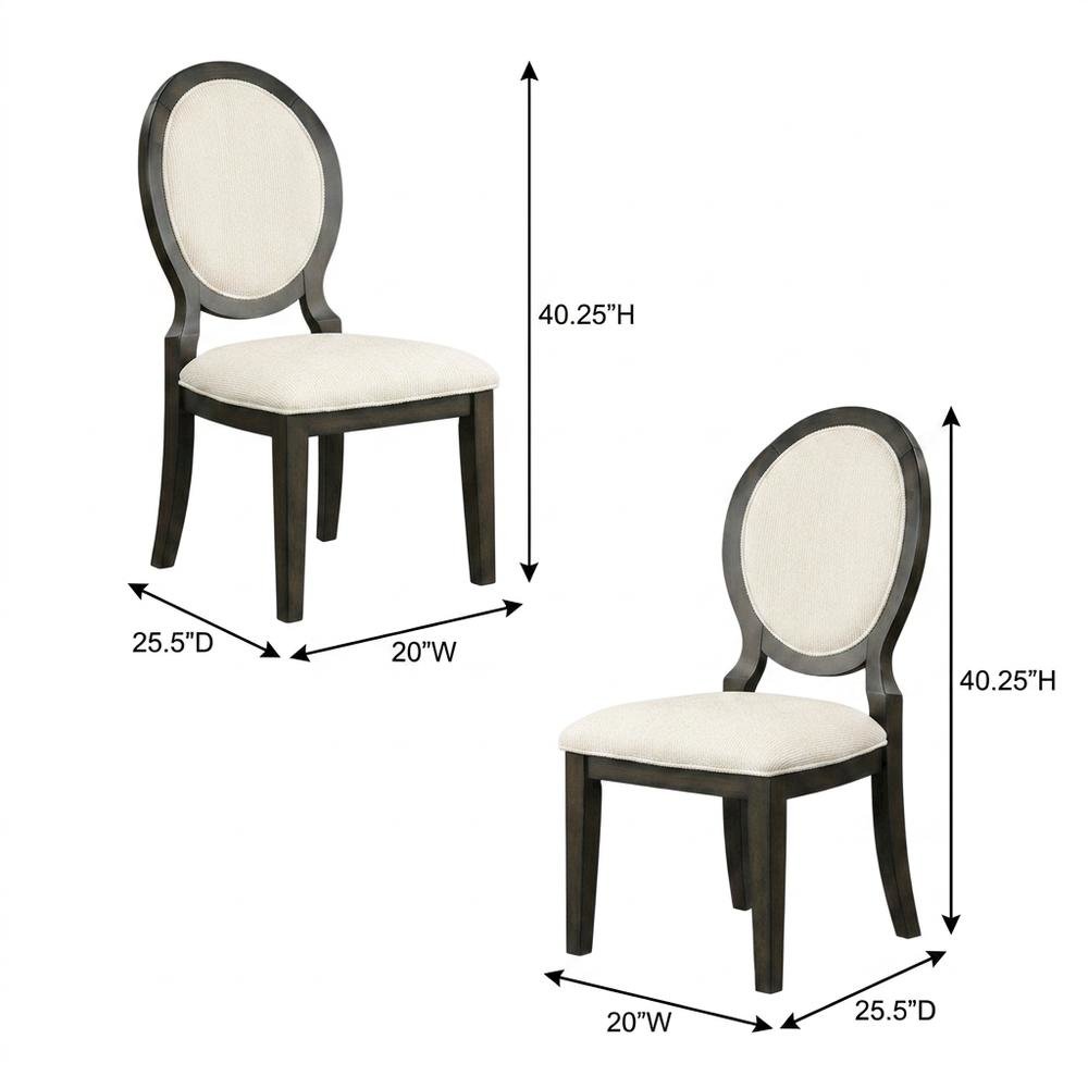 Oval Back Upholstered Wood Transitional Dining Side Chair, Set of 2. Picture 5