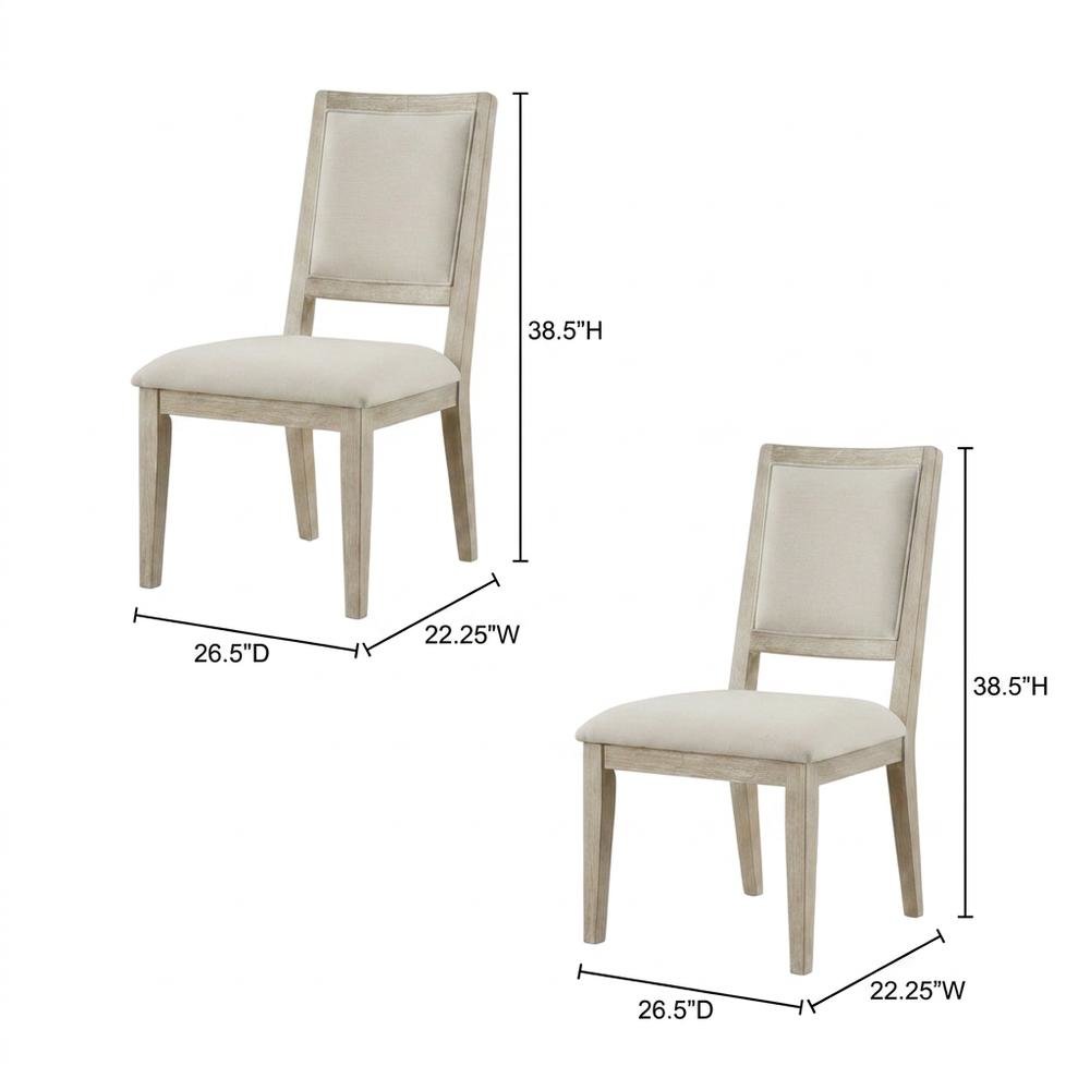 Wood Farmhouse Upholstered Dining Side Chairs with Cushioned Seat, Set of 2. Picture 5