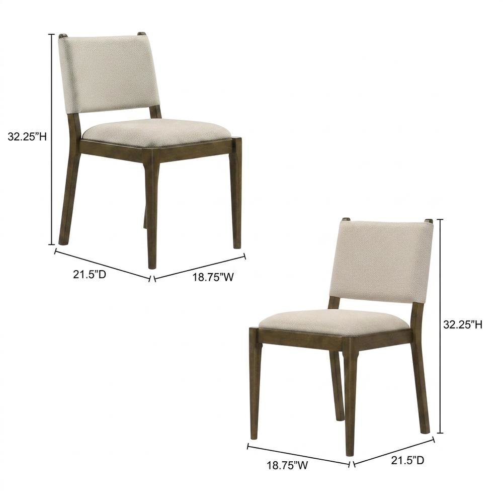 Fabric-Upholstered Dining Side Chairs, Brown, Set of 2. Picture 5
