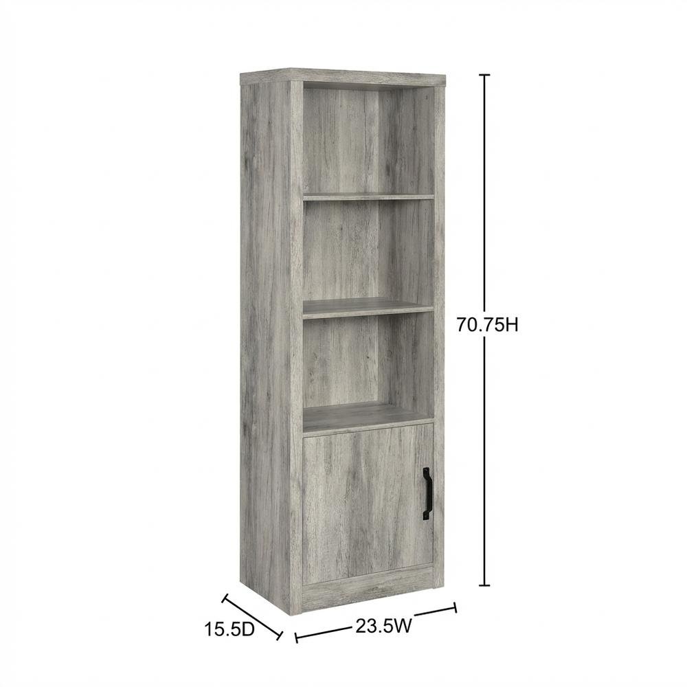 Grey Engineered Wood Media Tower With 3 Shelves, Transitional. Picture 7