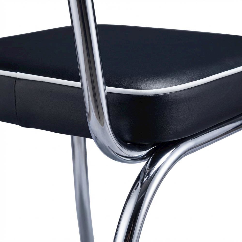 Set of 2 Stylish Black and Chrome Dining Chairs Inspired by Retro Diner Design. Picture 7