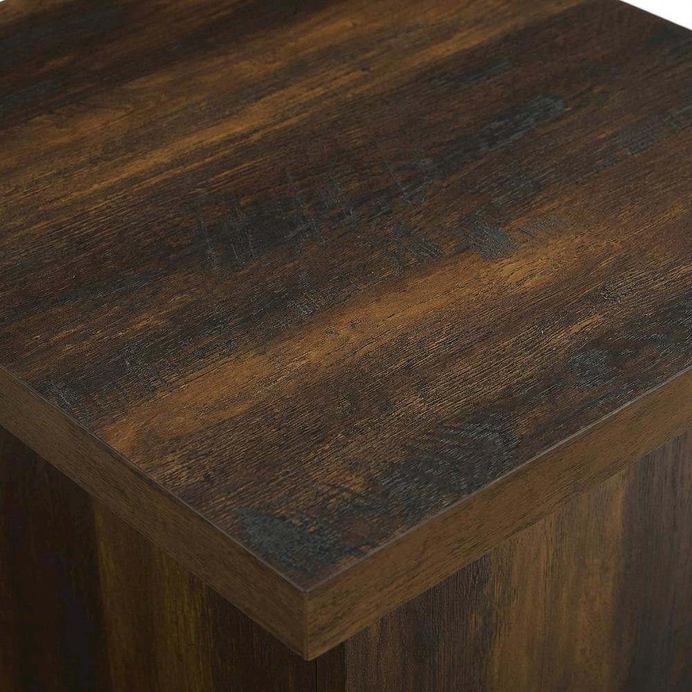 Dark Pine, End Side Table, Square Shape, 100 lbs Weight Capacity. Picture 6