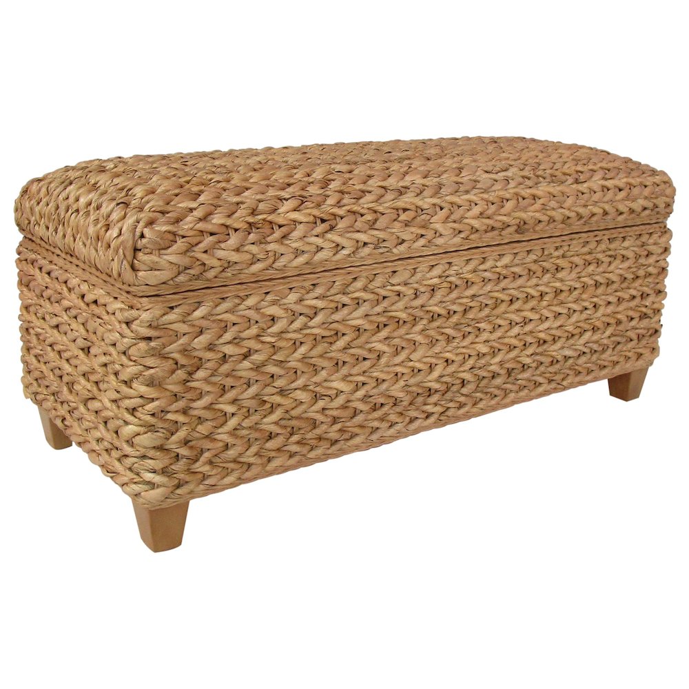 Laughton Hand-Woven Banana Leaf Storage Bench Natural. Picture 1