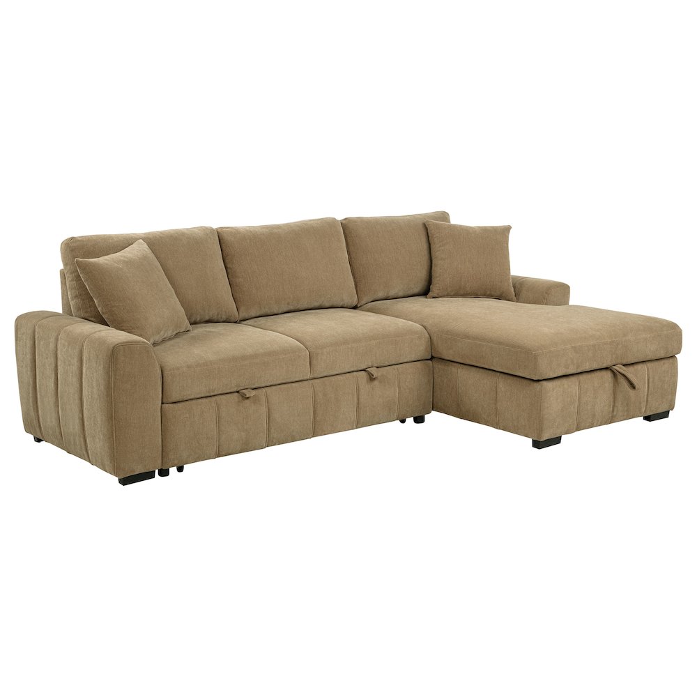 Pastrana Upholstered Sleeper Sectional Sofa RAF Chaise Camel. Picture 2