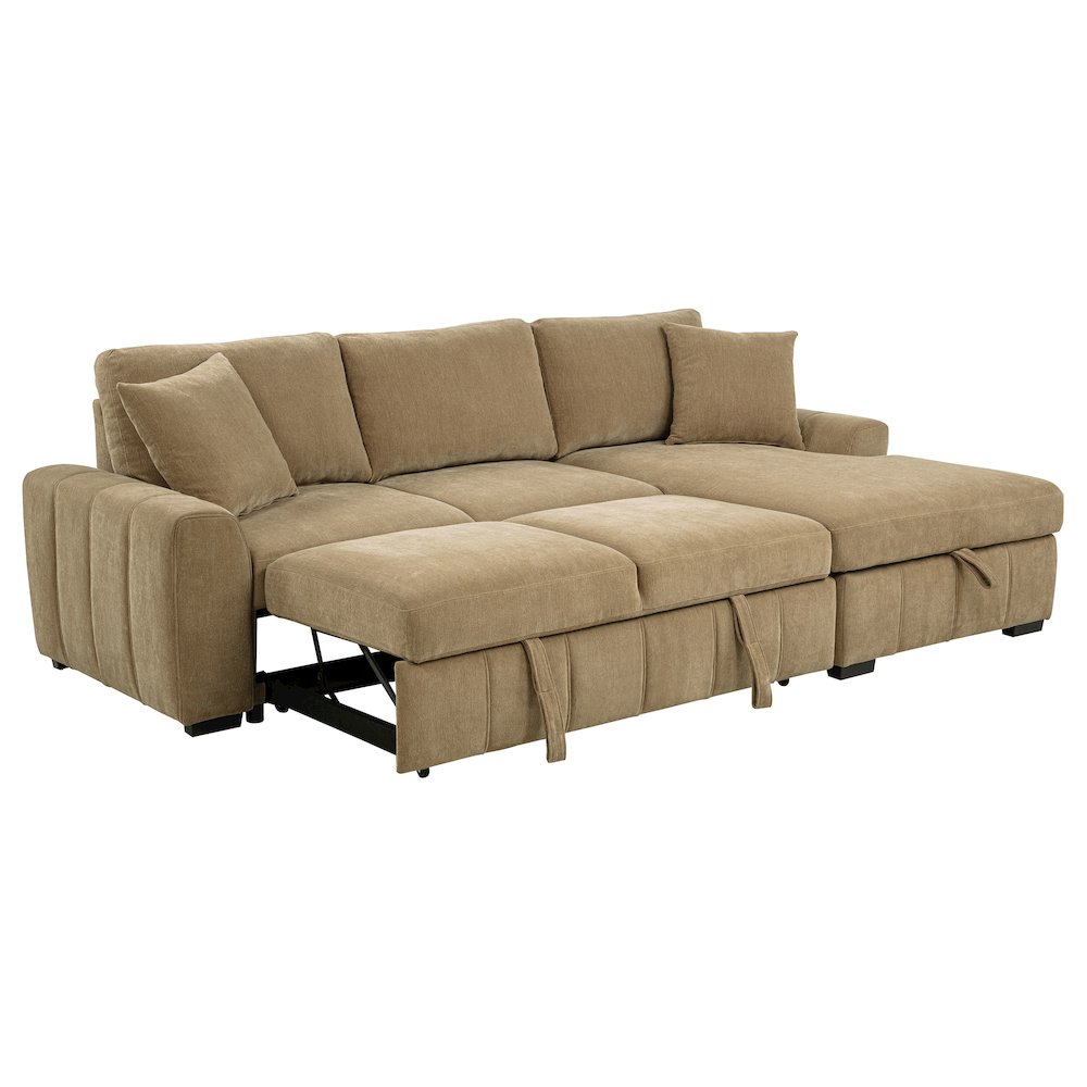 Pastrana Upholstered Sleeper Sectional Sofa RAF Chaise Camel. Picture 3