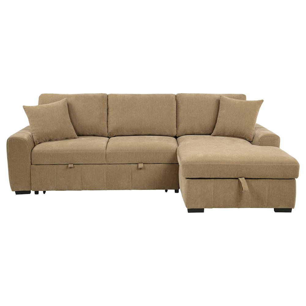 Pastrana Upholstered Sleeper Sectional Sofa RAF Chaise Camel. Picture 4
