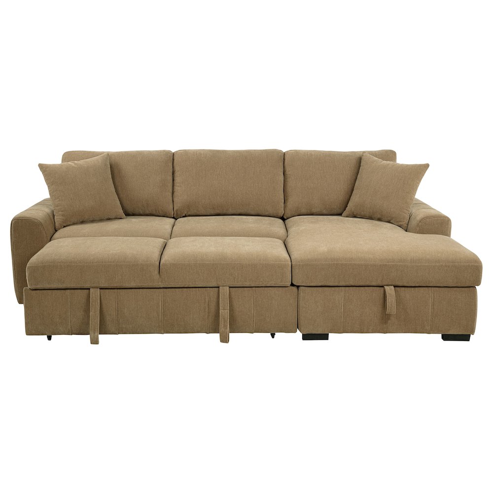 Pastrana Upholstered Sleeper Sectional Sofa RAF Chaise Camel. Picture 5