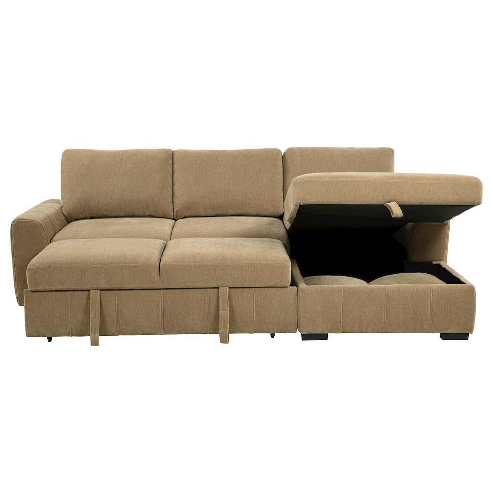 Pastrana Upholstered Sleeper Sectional Sofa RAF Chaise Camel. Picture 6