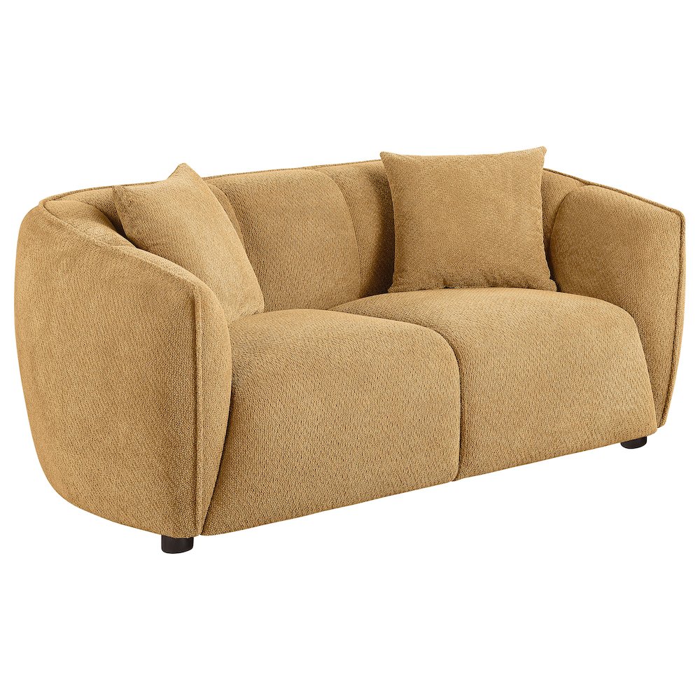 Aleisha Chenille Upholstered Loveseat Mustard Yellow. Picture 1