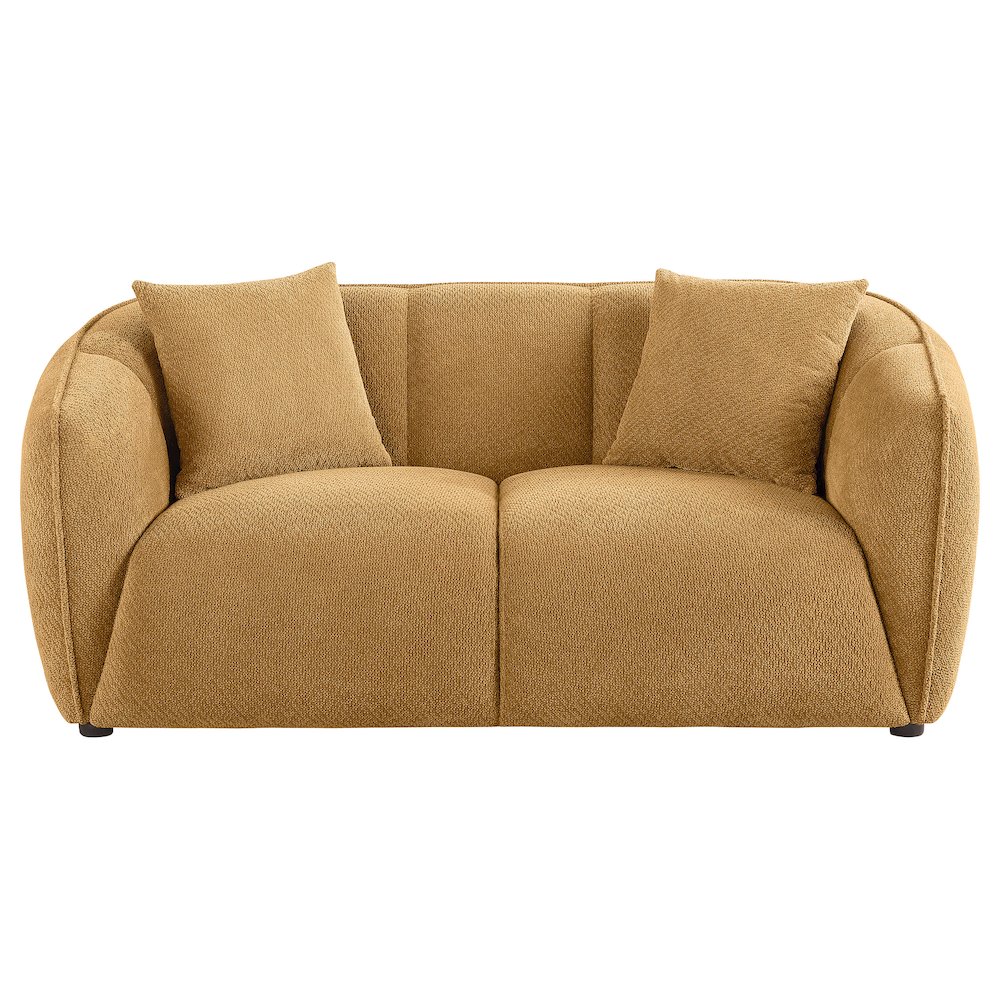 Aleisha Chenille Upholstered Loveseat Mustard Yellow. Picture 2