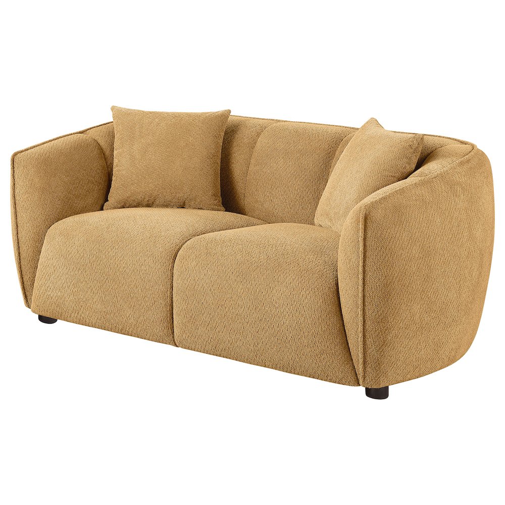 Aleisha Chenille Upholstered Loveseat Mustard Yellow. Picture 3