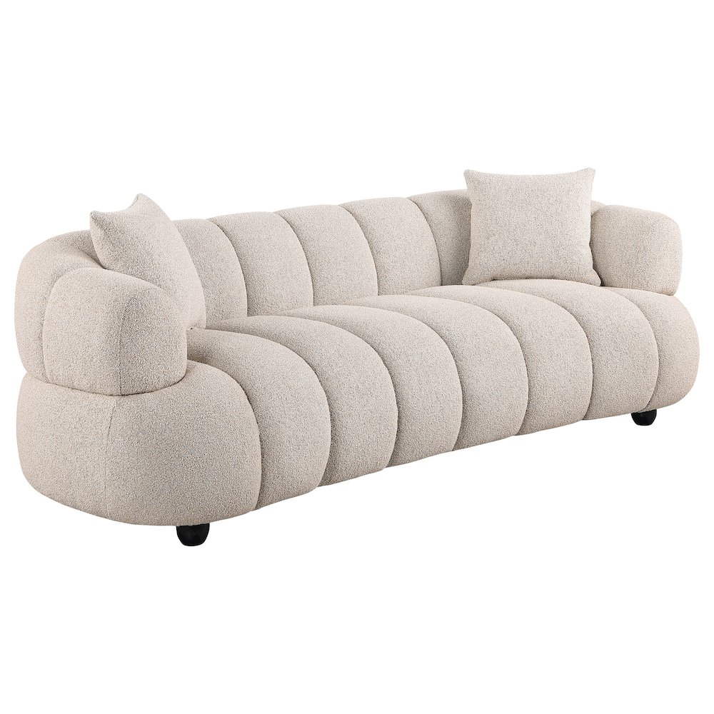 Whitney Contemporary Channel Tufted Boucle Upholstered Sofa. Picture 1