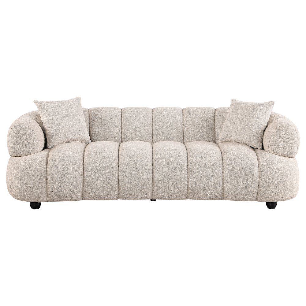 Whitney Contemporary Channel Tufted Boucle Upholstered Sofa. Picture 2