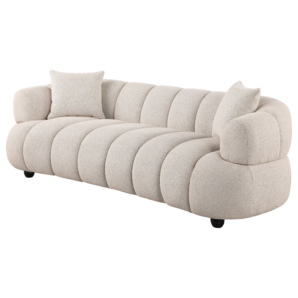Whitney Contemporary Channel Tufted Boucle Upholstered Sofa. Picture 3