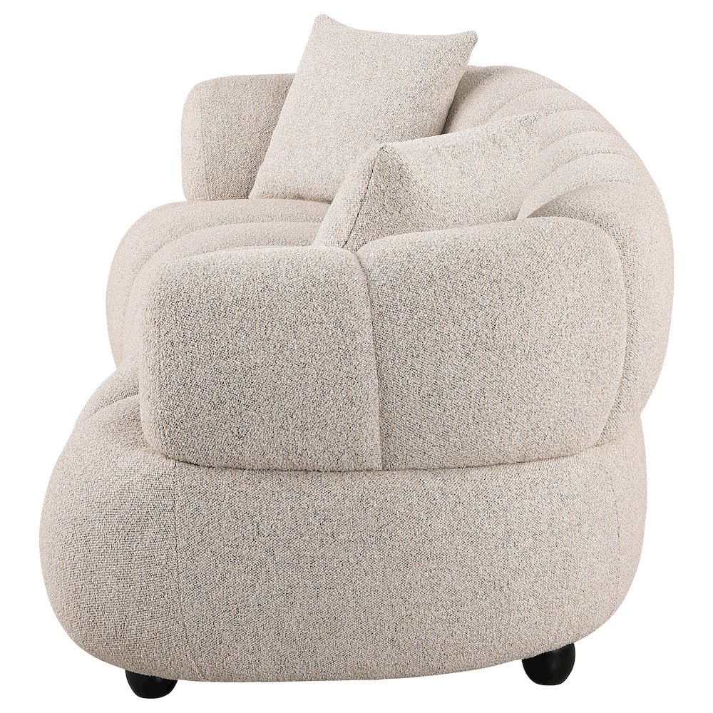 Whitney Contemporary Channel Tufted Boucle Upholstered Sofa. Picture 4