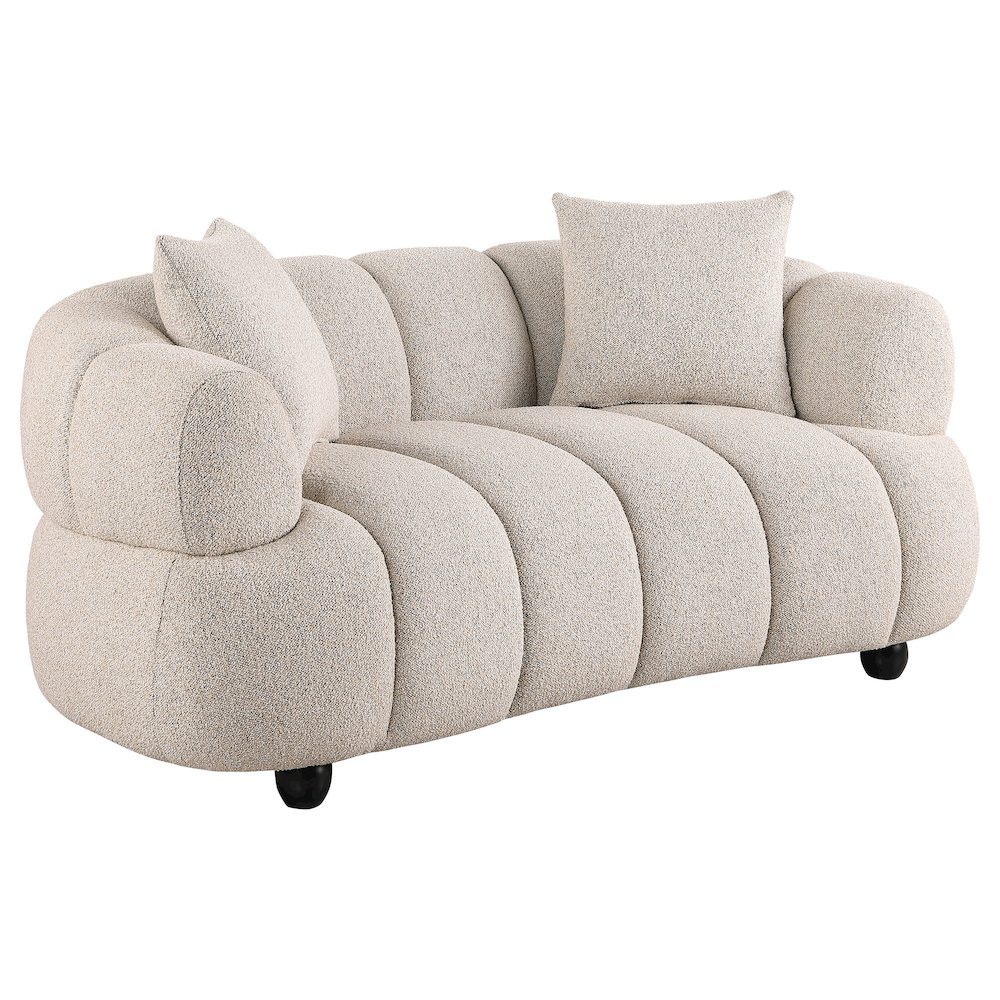 Whitney Contemporary Channel Tufted Boucle Upholstered Loveseat. Picture 1
