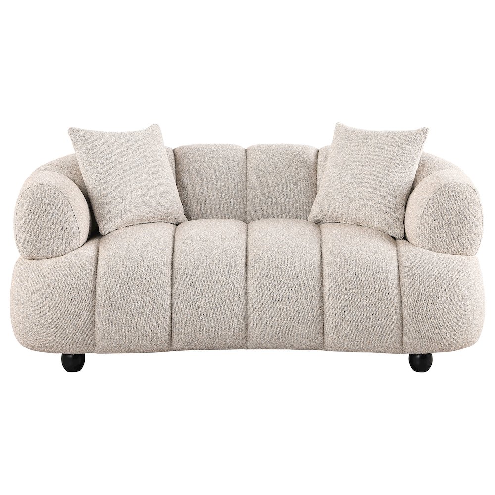 Whitney Contemporary Channel Tufted Boucle Upholstered Loveseat. Picture 2