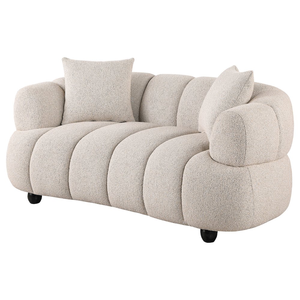 Whitney Contemporary Channel Tufted Boucle Upholstered Loveseat. Picture 3