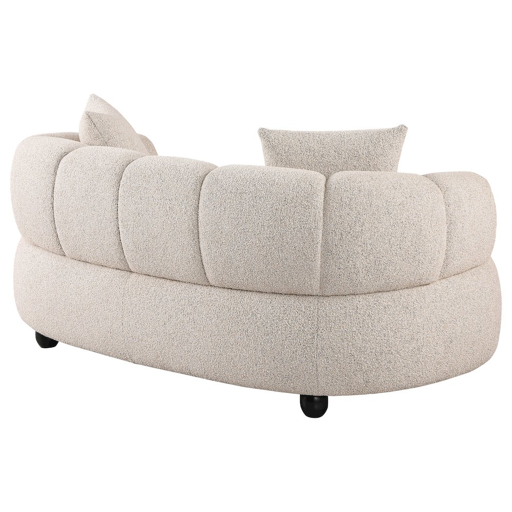 Whitney Contemporary Channel Tufted Boucle Upholstered Loveseat. Picture 6