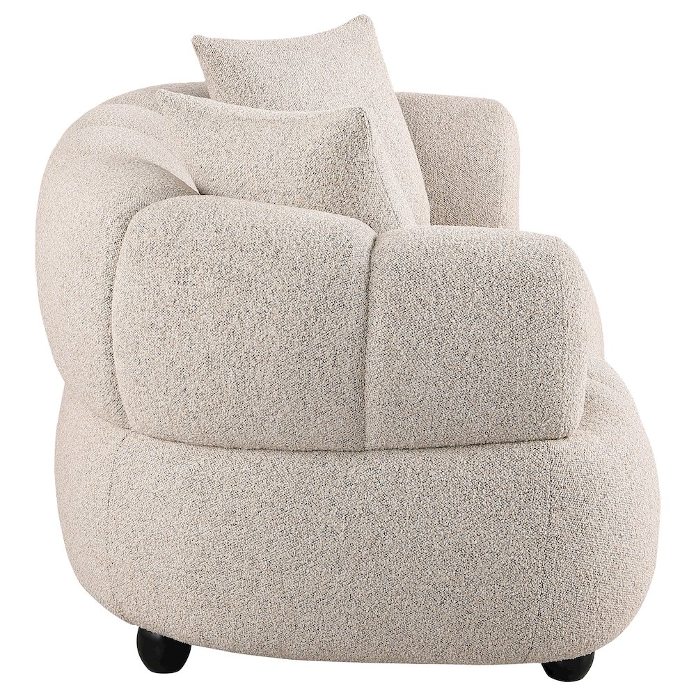 Whitney Contemporary Channel Tufted Boucle Upholstered Loveseat. Picture 7